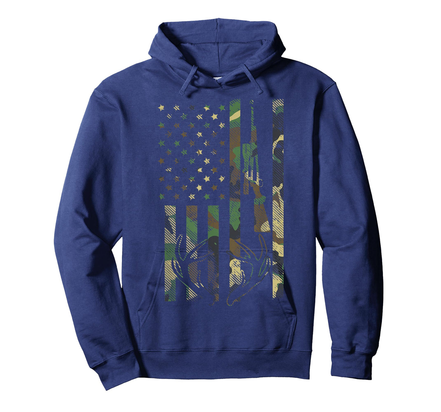 Camo American Flag Rifle Antler Deer Hunting Gun Hunter Gift T-Shirt