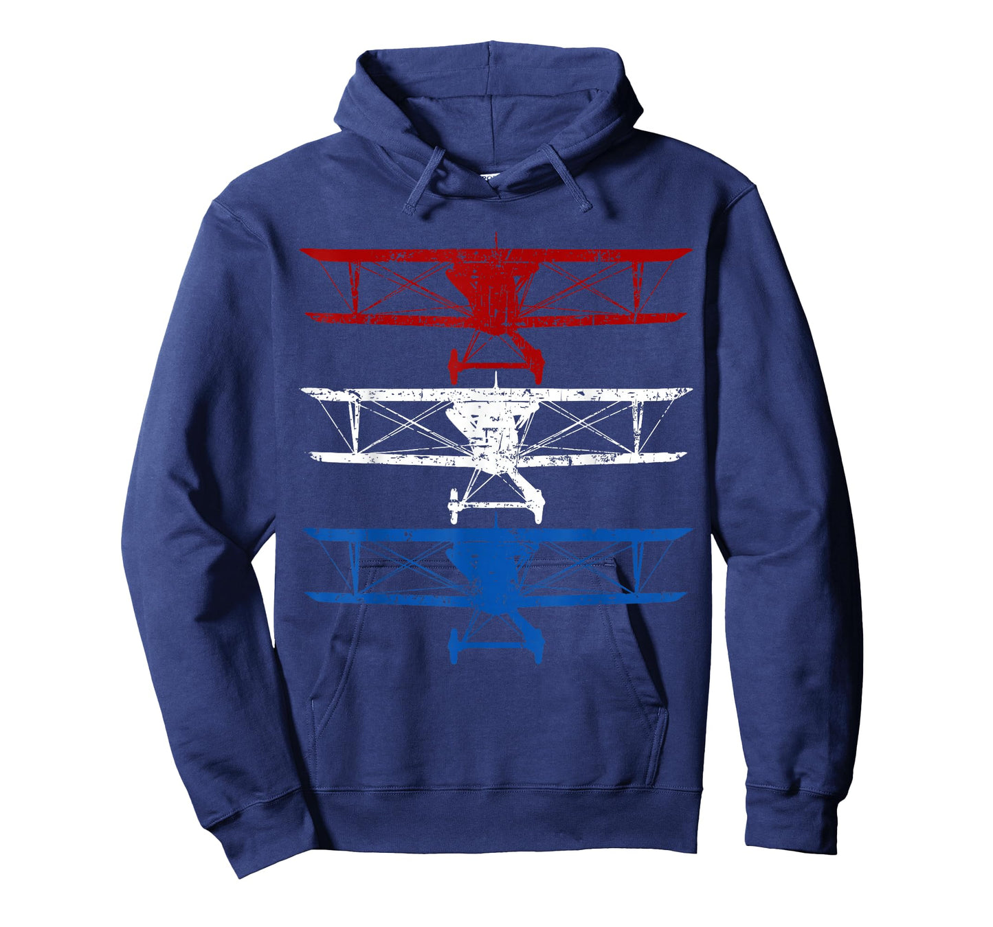 Retro Biplane American Flag 4th Of July Airplane Aviation T-Shirt
