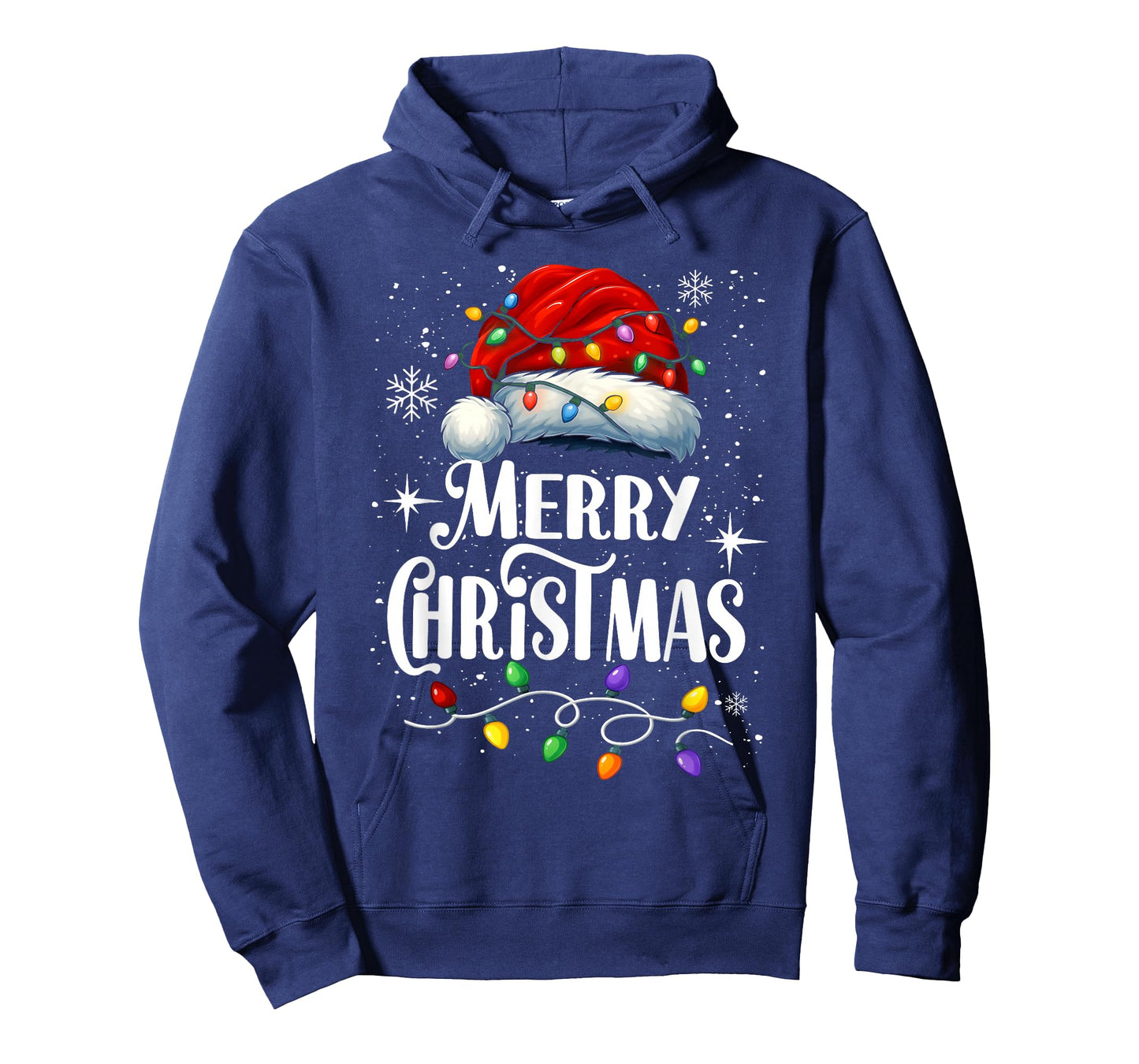 Merry Christmas Lights Santa Hat Xmas Family Matching Pajama T-Shirt