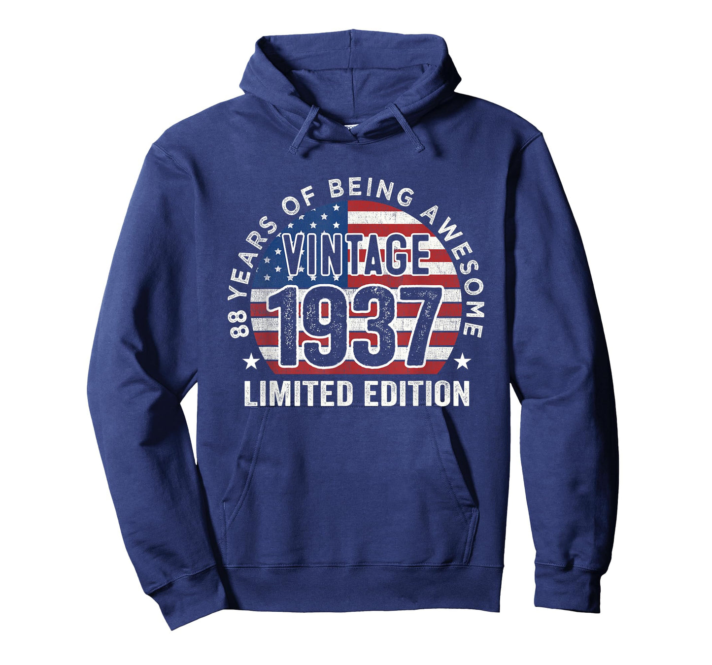 88th Birthday Gifts Men Vintage 1937 88 Years Old USA Flag T-Shirt