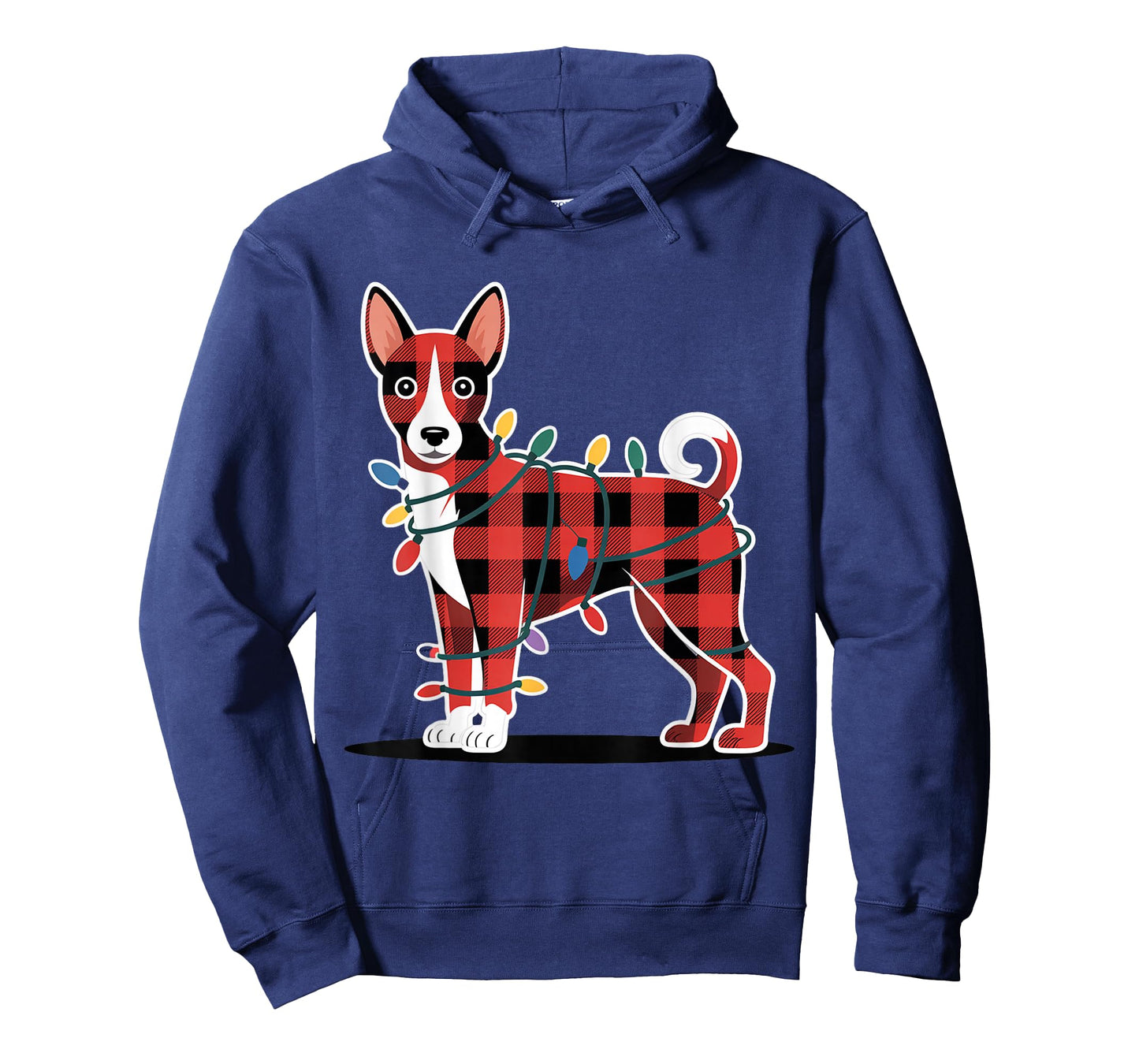 Plaid Basenji Christmas Lights Outfit Cute Holiday Family T-Shirt