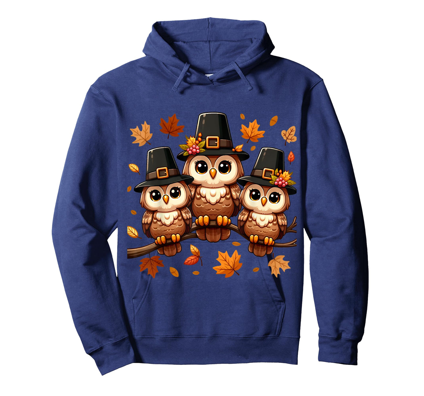 Pilgrim Owls on Autumn Perch Thanksgiving T-Shirt