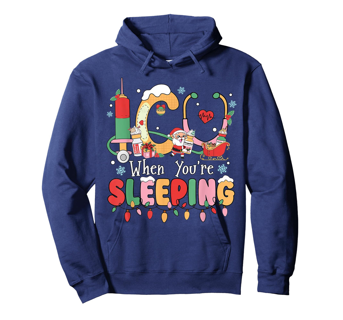 Christmas ICU When You're Sleeping Santa Christmas Nurses T-Shirt