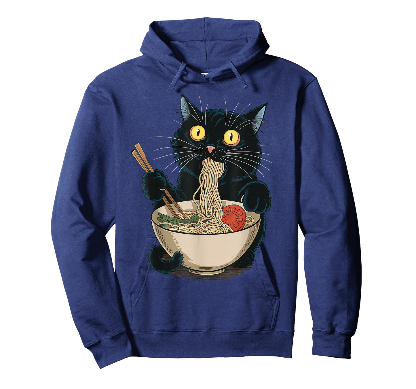 Funny Japanese Cat Eating Ramen Vintage Japanese Noodles T-Shirt