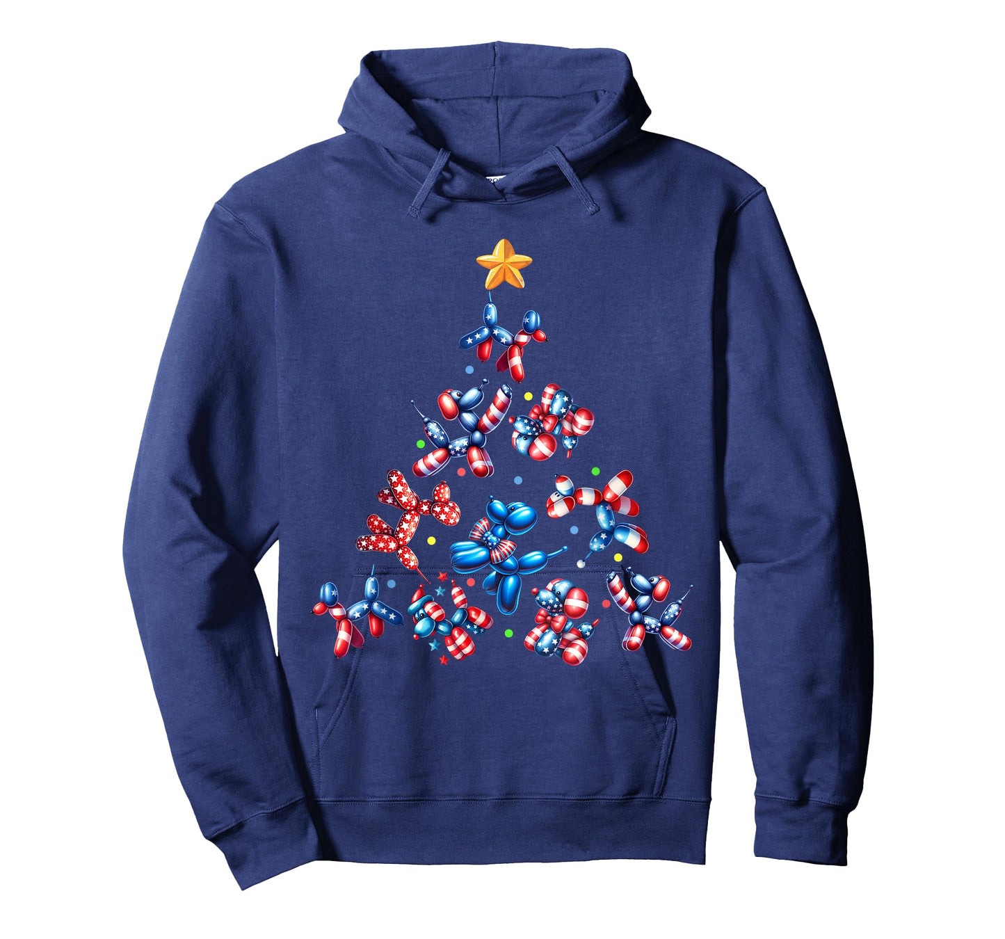 American Flag Dog Christmas Tree Animals Balloon Lover Men T-Shirt