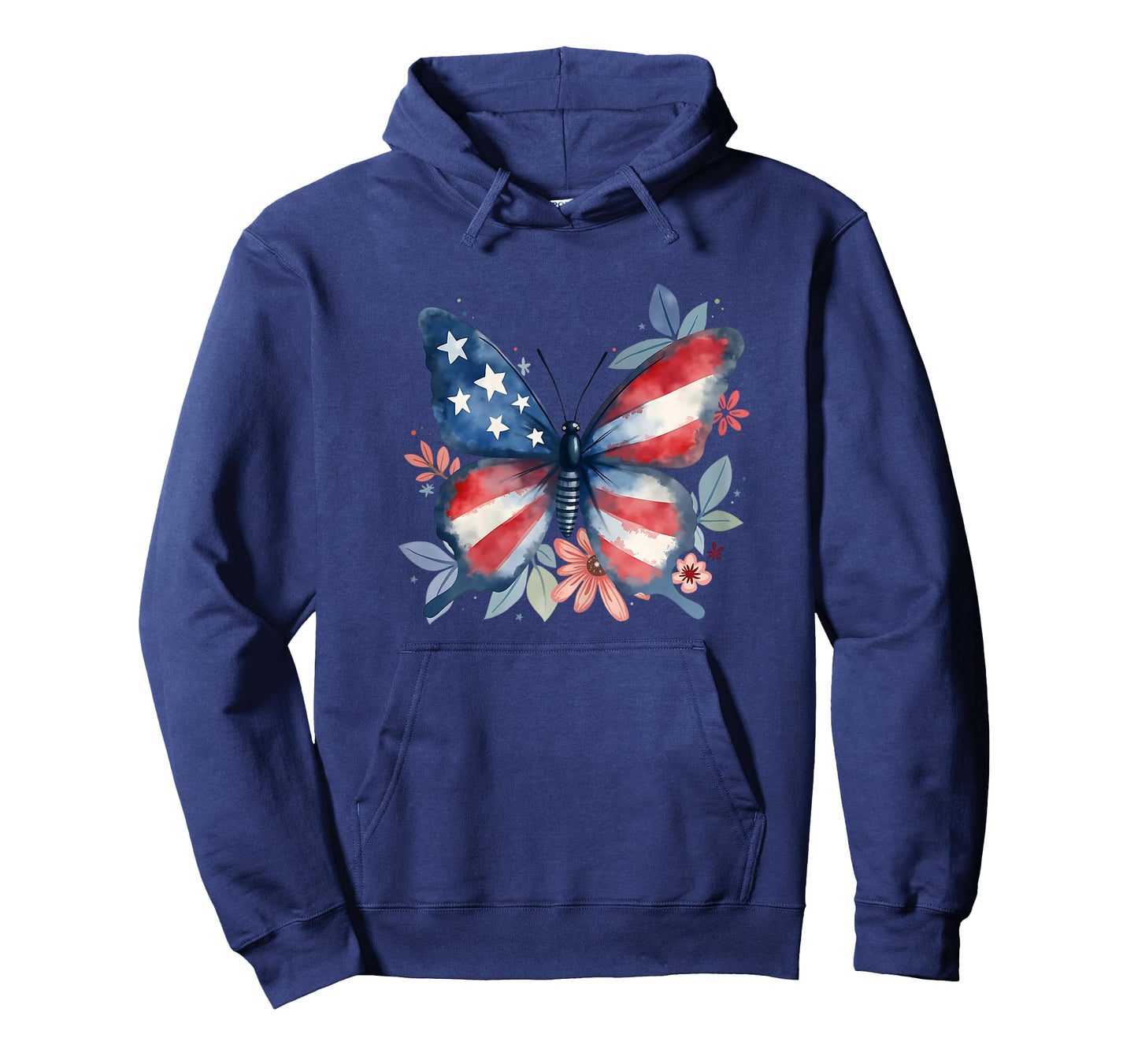 Butterfly Floral American Flag USA 4th Of July Girls Women T-Shirt