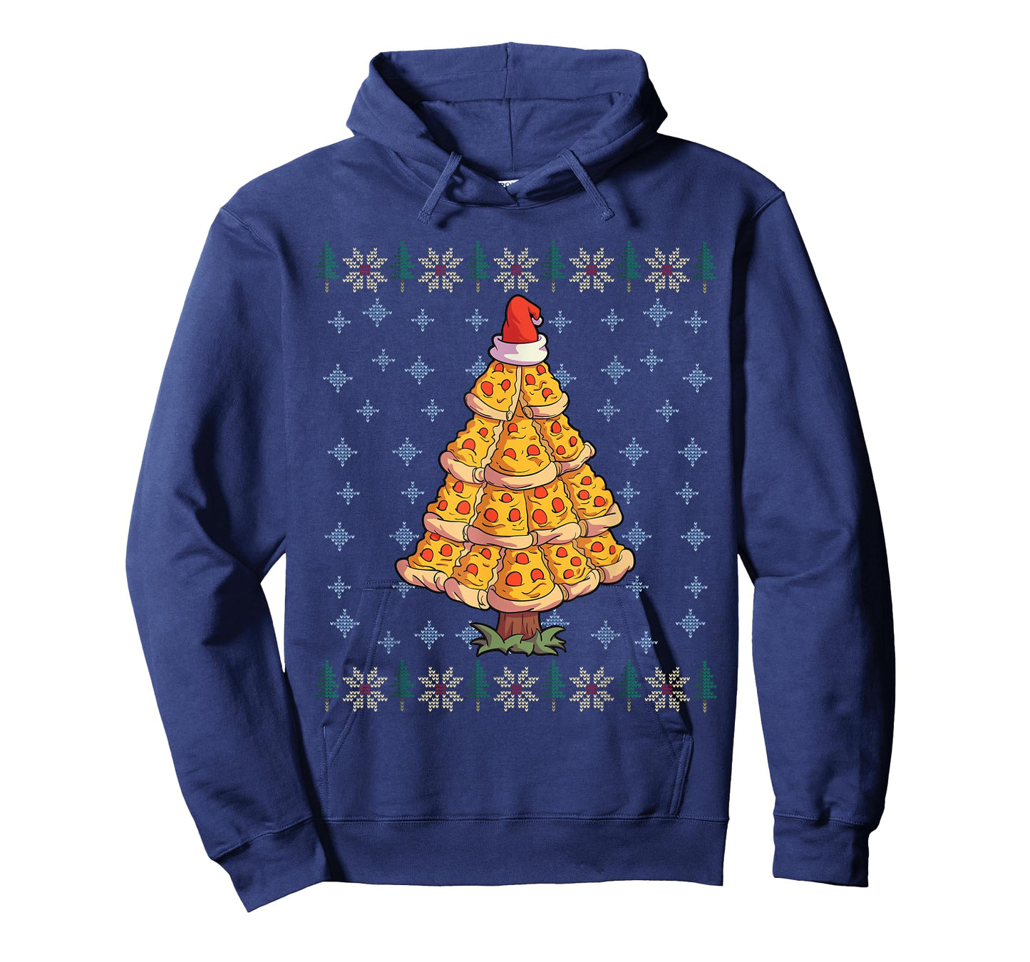 Pizza Christmas Tree Shirt Men Pizza Lover Gift Santa Hat T-Shirt