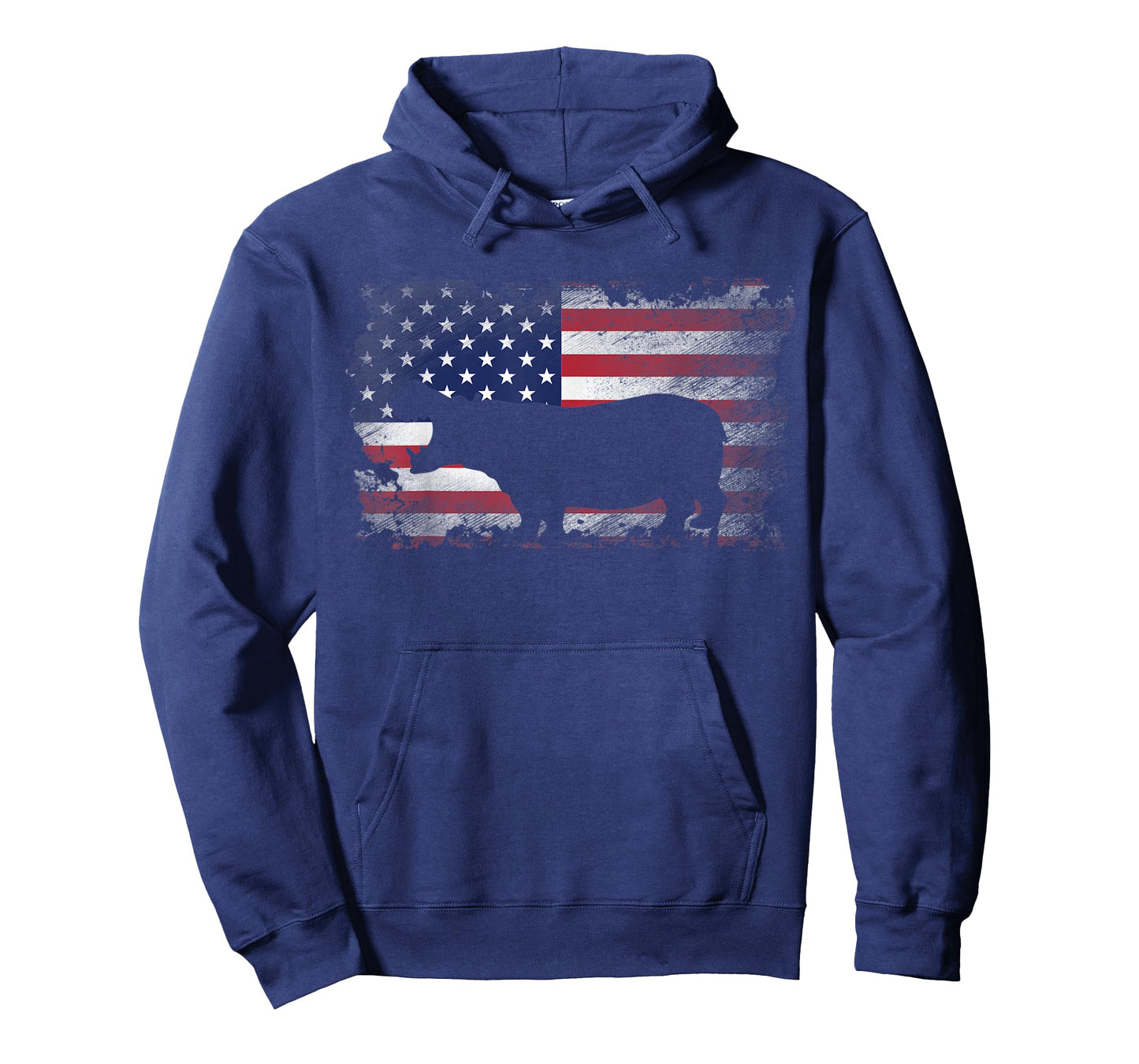 Patriotic Hippo American Flag Cool Wild Animals Lover T-Shirt for Women Kids Men