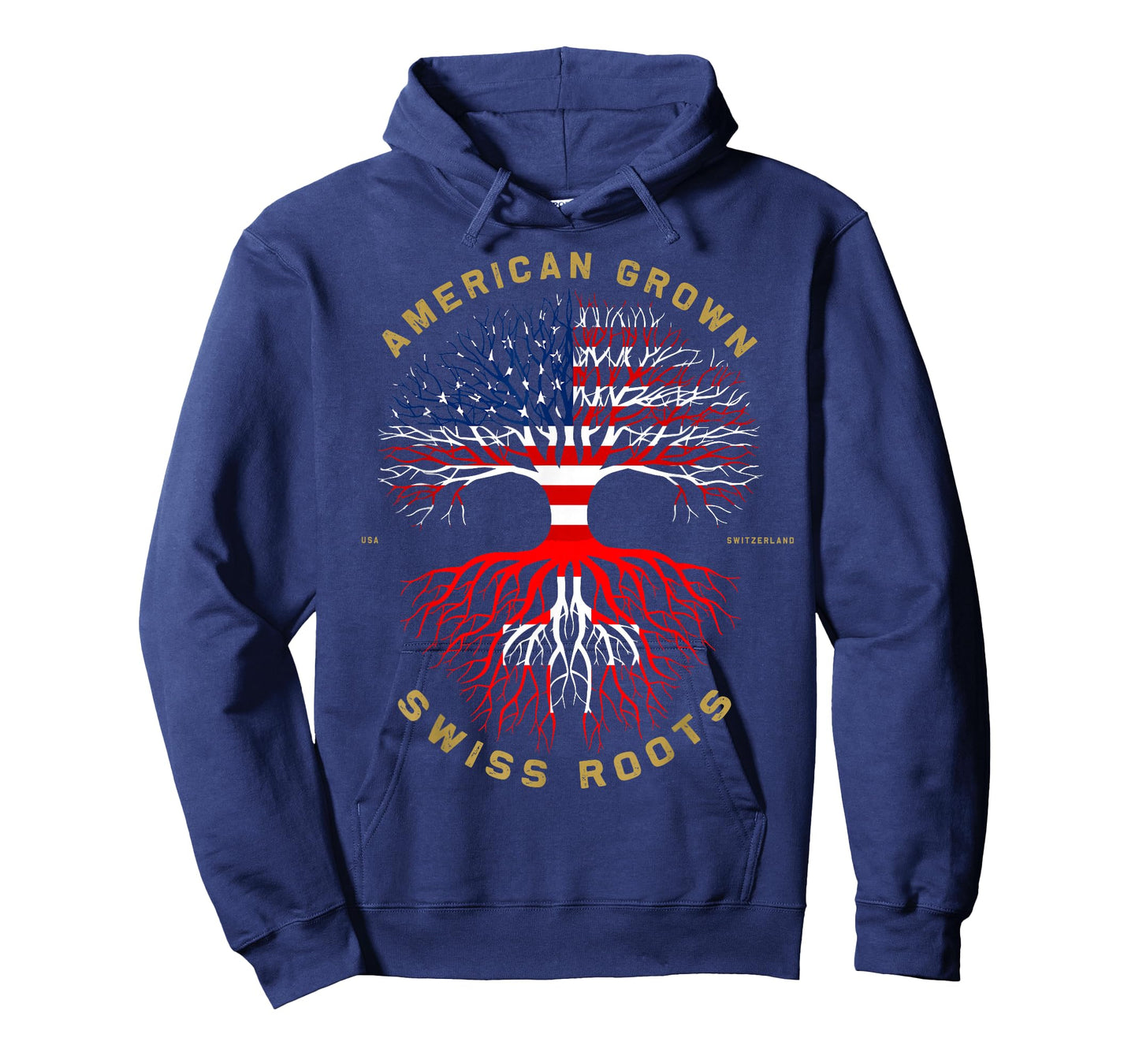 American Grown With Swiss Roots Tree USA Flag Unique Gift T-Shirt