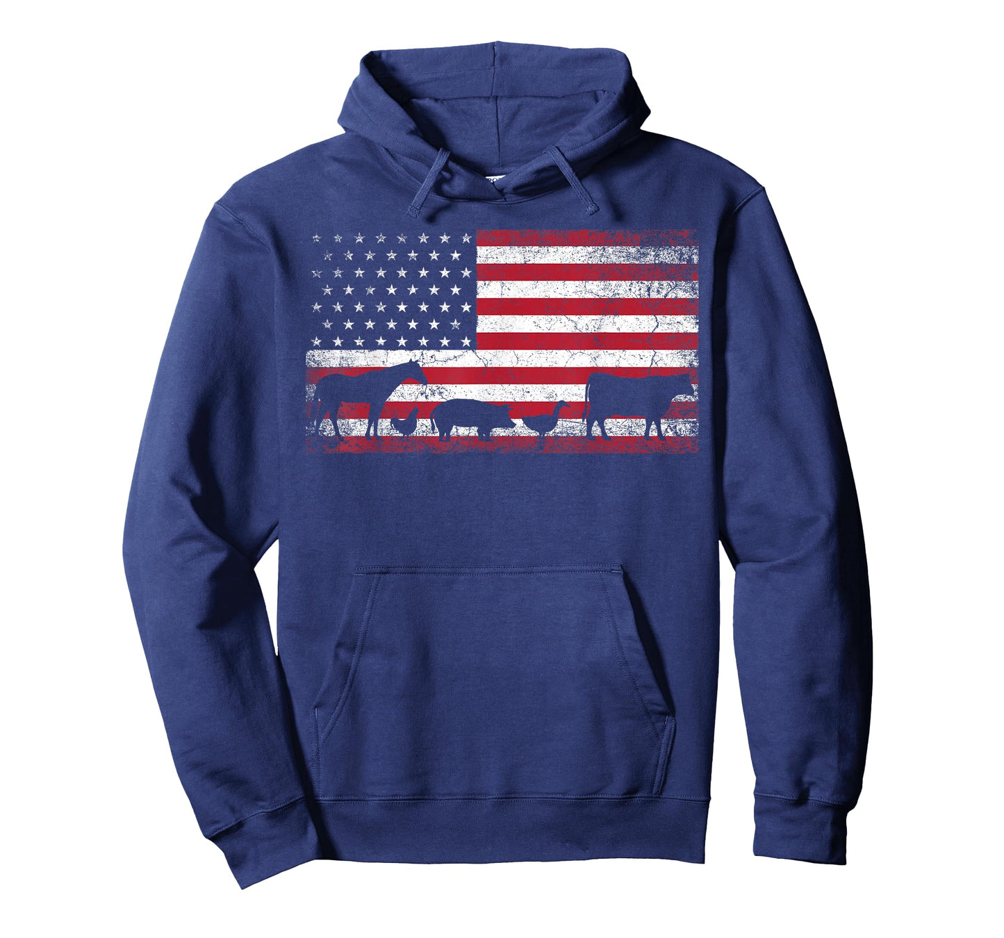 American Flag 4th of July Chicken Horse Cow Pig Farm Gift T-Shirt