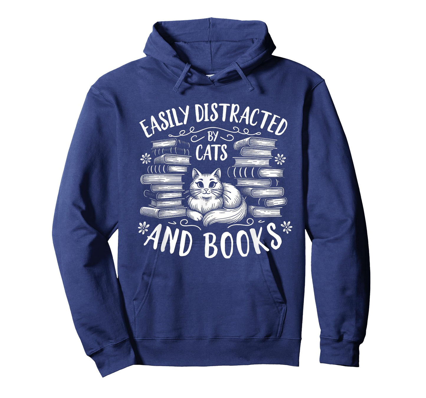 Easily Distracted by Cats and Books Cat Design Women Girls T-Shirt