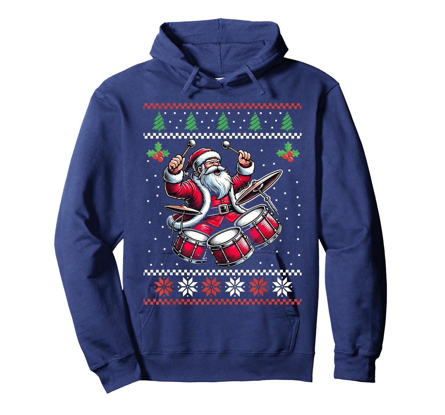 Drummer Santa Playing Drums Ugly Christmas Sweater Xmas T-Shirt