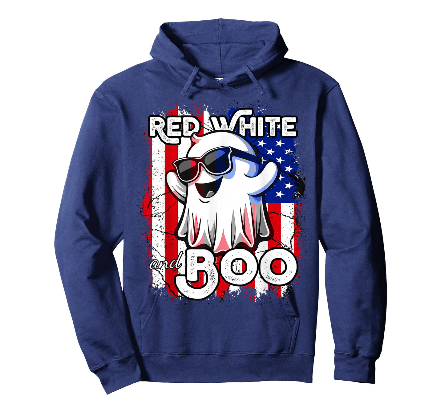 Red White and Boo Ghost Patriotic American Halloween T-Shirt