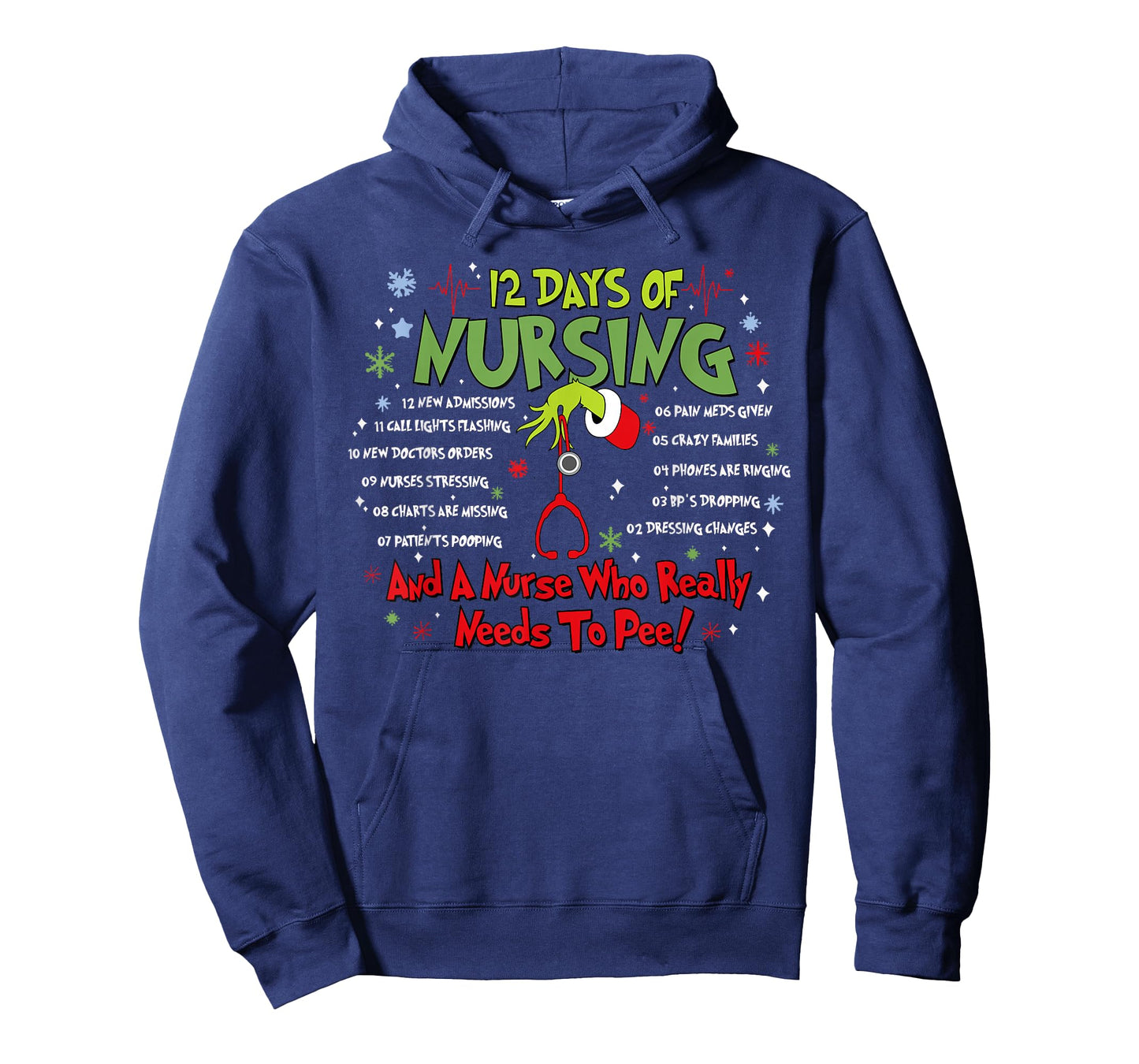 12 Days of Nursing Stethoscope Nurse Christmas Xmas Holiday T-Shirt