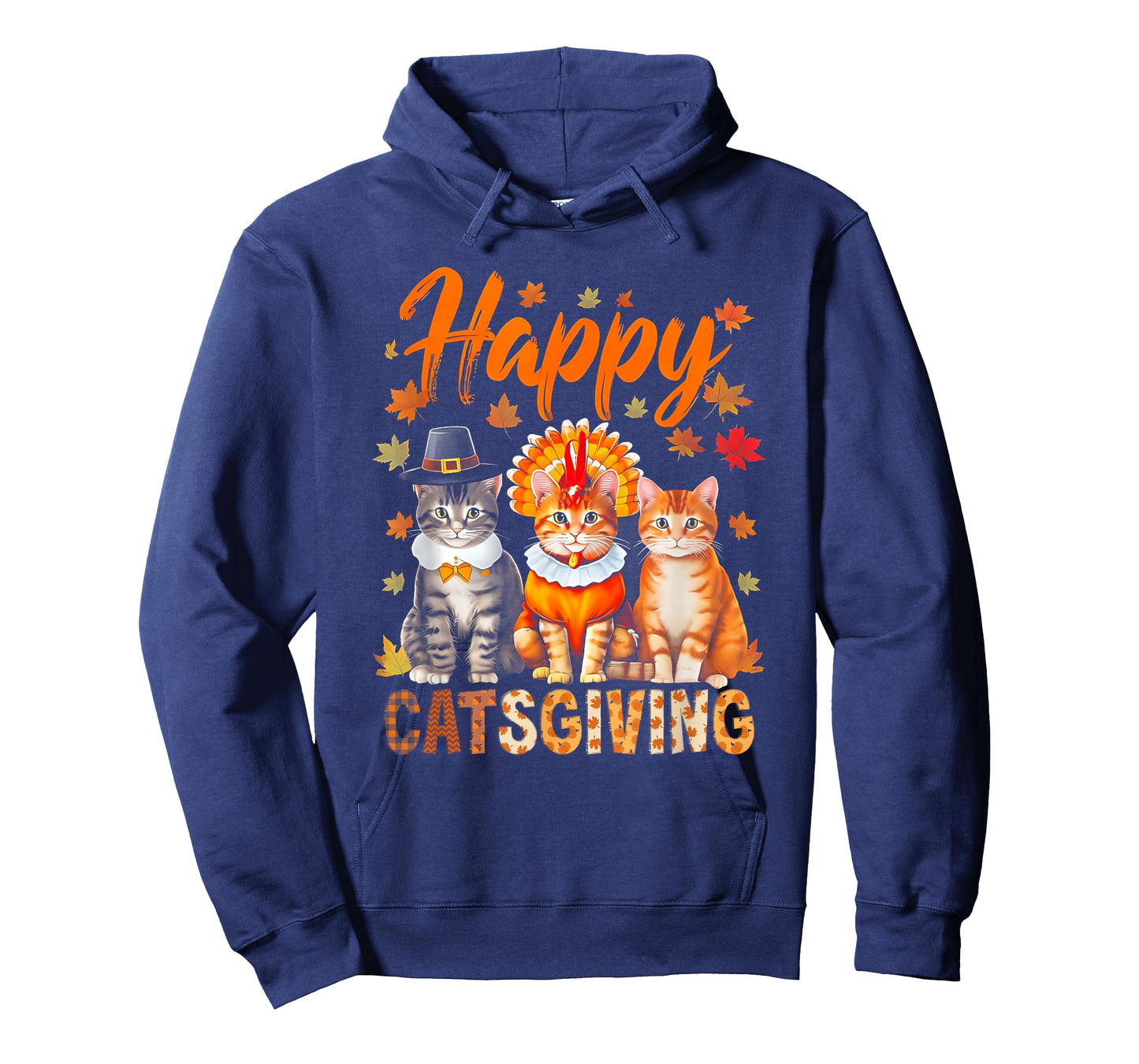 Happy Catsgiving Cute Thanksgiving Cat Wears Pilgrim Hat T-Shirt