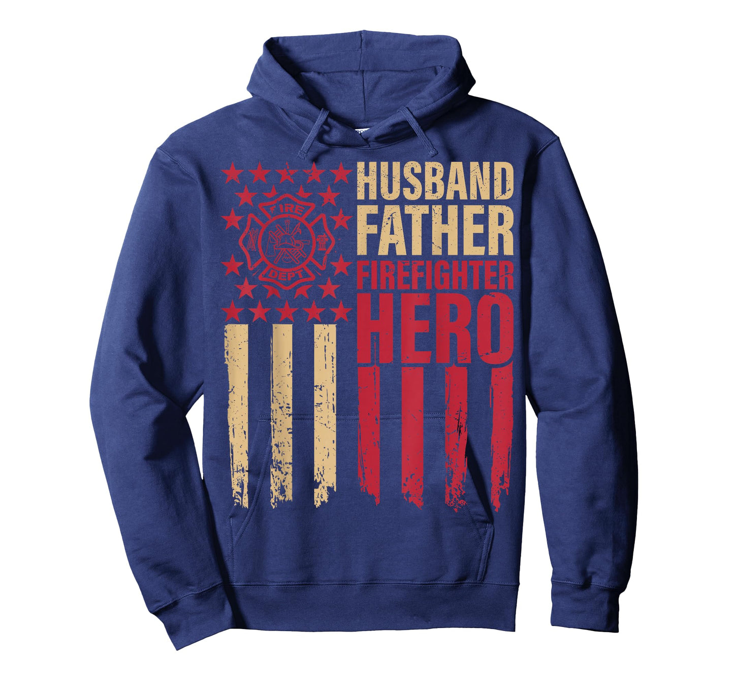 Husband Father Firefighter USA Flag Fire Truck Fire Rescuer T-Shirt