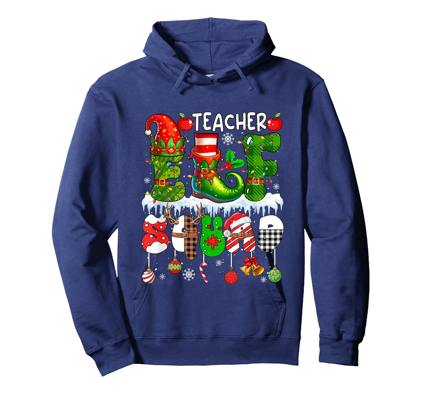 Teacher Elf Squad Xmas Colorful Elf Hat Shoes Job Team T-Shirt