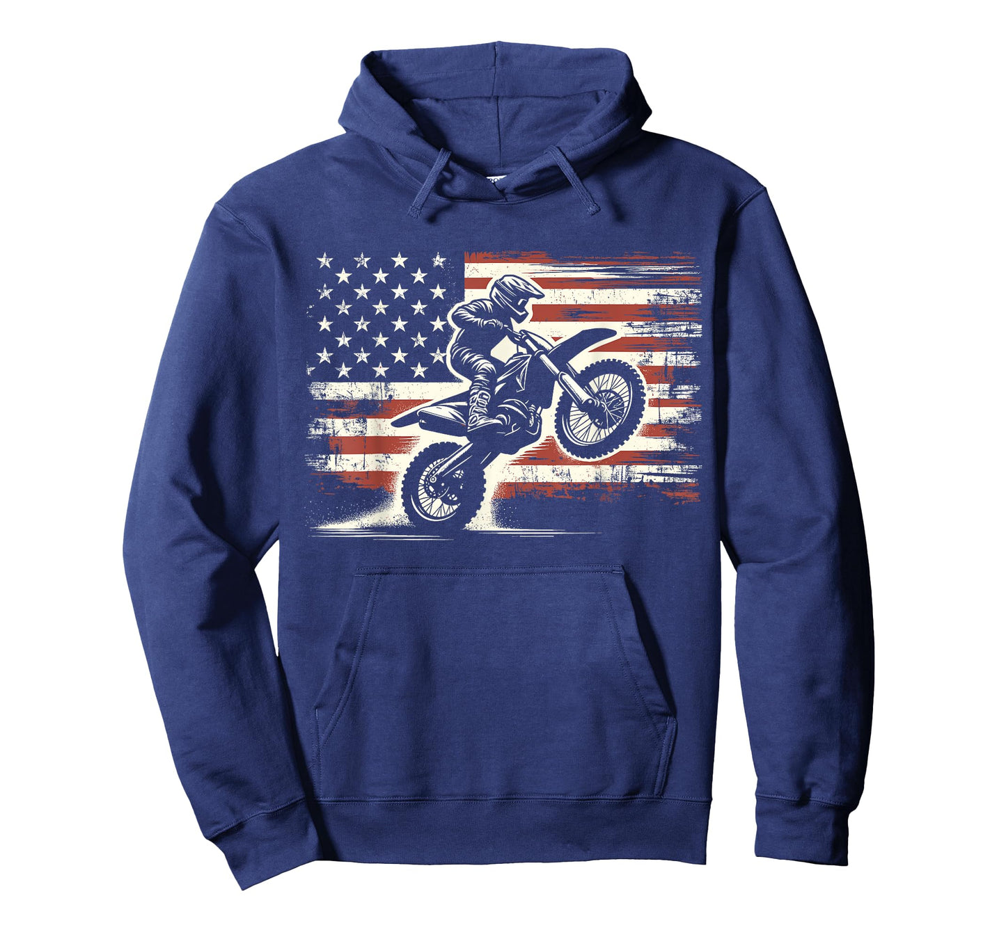 Dirt Bike American Flag Motocross Biker Vintage USA T-Shirt, Small, Black