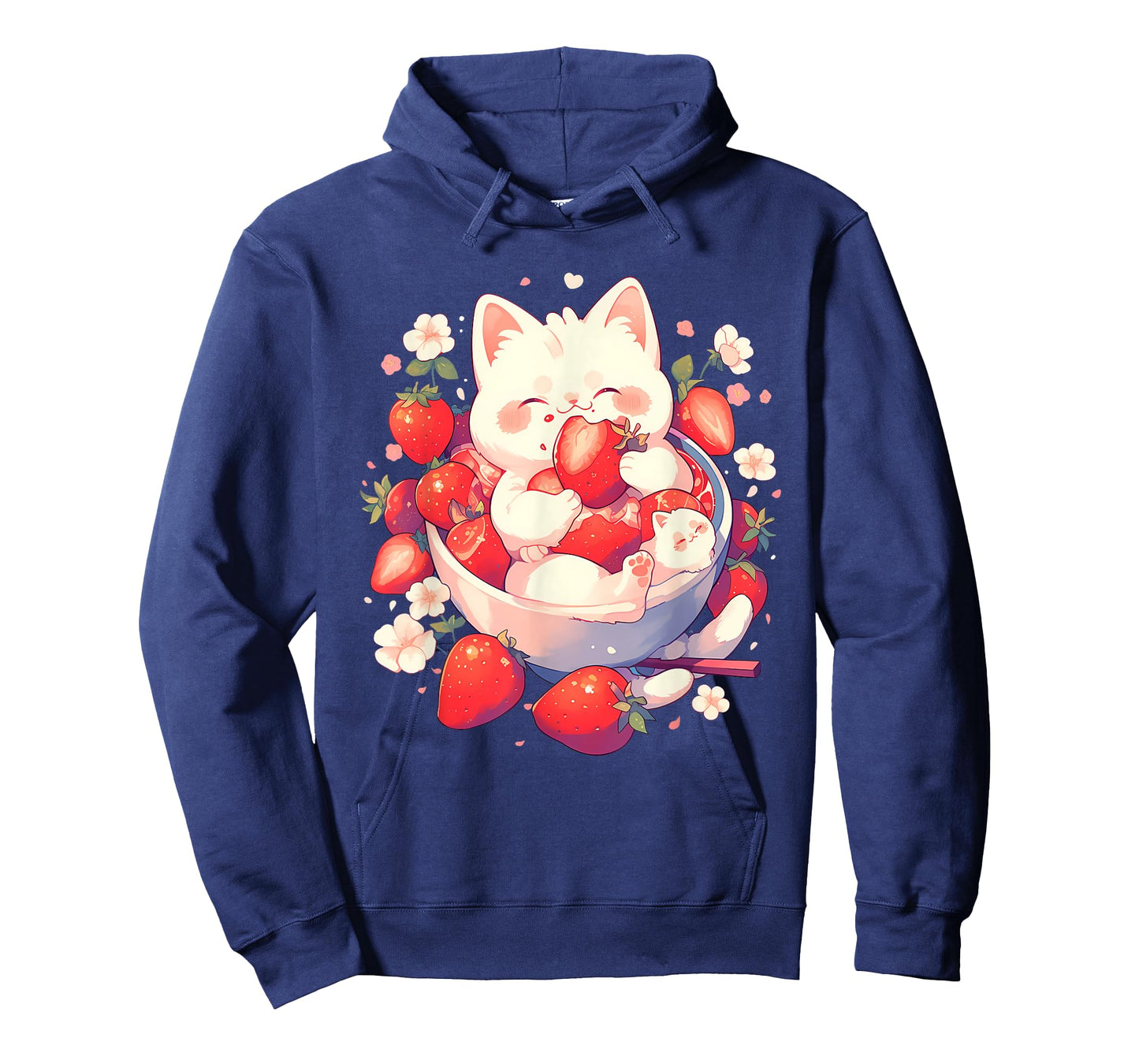 Strawberry Cat Animal Art Strawberries Floral Drawing T-Shirt