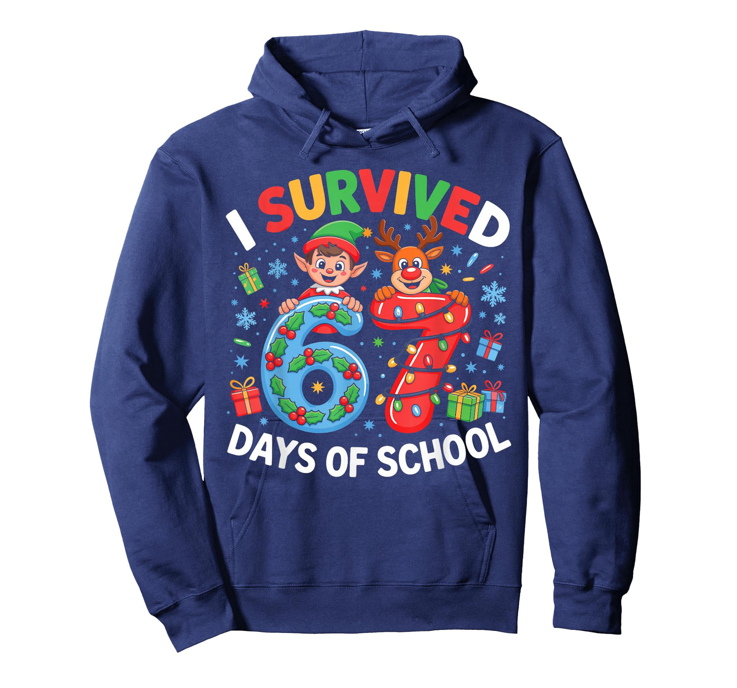 I Survived 67 Days of School Christmas Candy Cane Six Seven T-Shirt