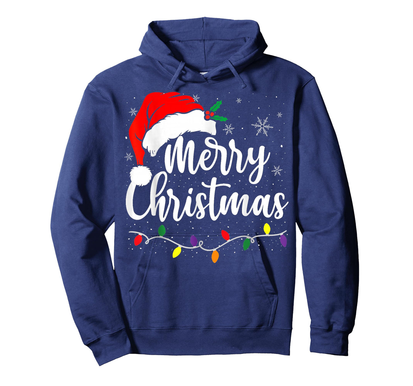 Merry Christmas Lights Red Santa Hat Xmas Family Men Women T-Shirt