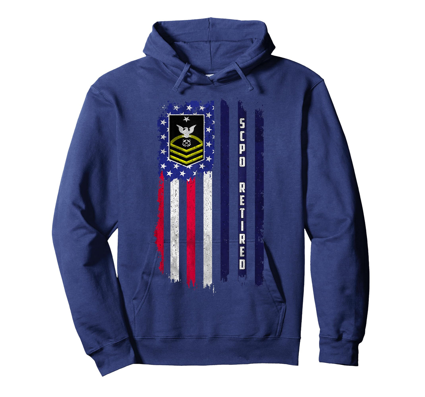 Retired E-8 Senior Chief Petty Officer Rank American Flag T-Shirt