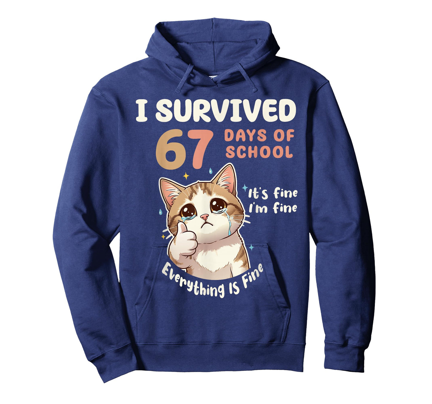 I Survived 67 Days of School Cat It's fine Six Seven Meme T-Shirt