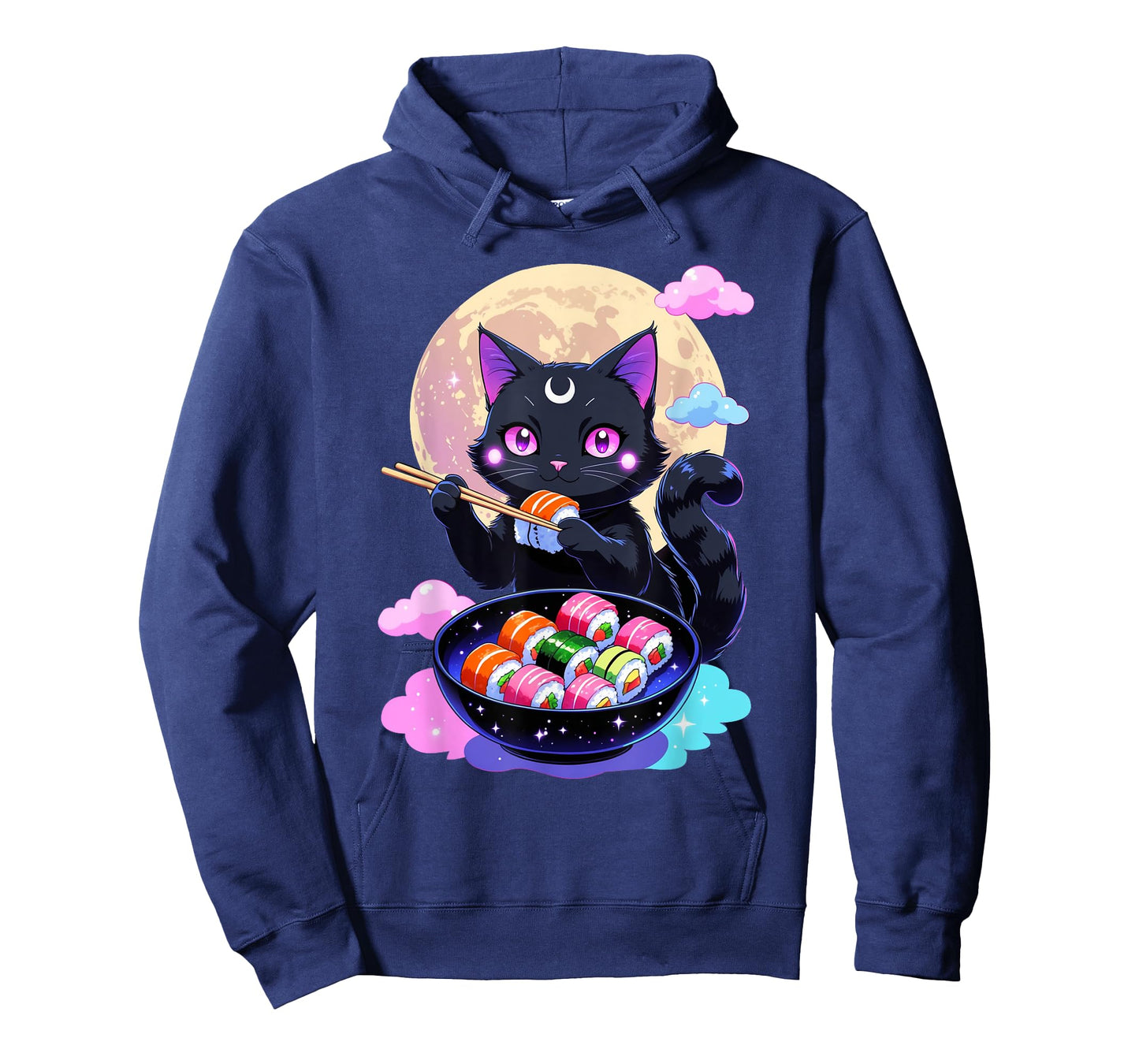 Anime Cat Girls Kawaii Cute Cat Eating Sushi Japanese Cute T-Shirt