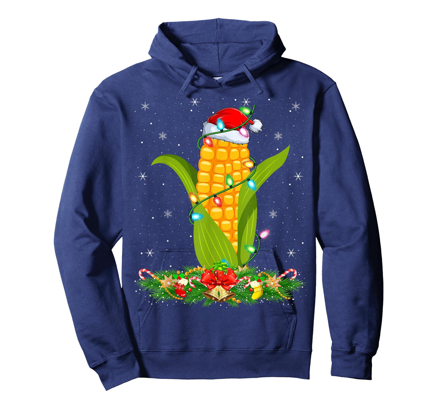 Corn Christmas Lights Funny Santa Hat Corn Xmas T-Shirt