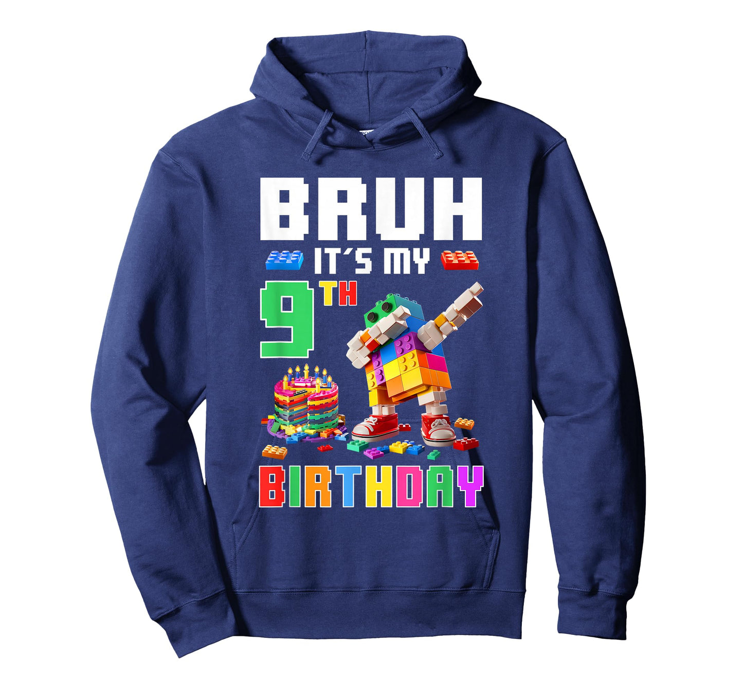 Bruh Its My 9Th Birthday Master Builder Dabbing Block Brick T-Shirt
