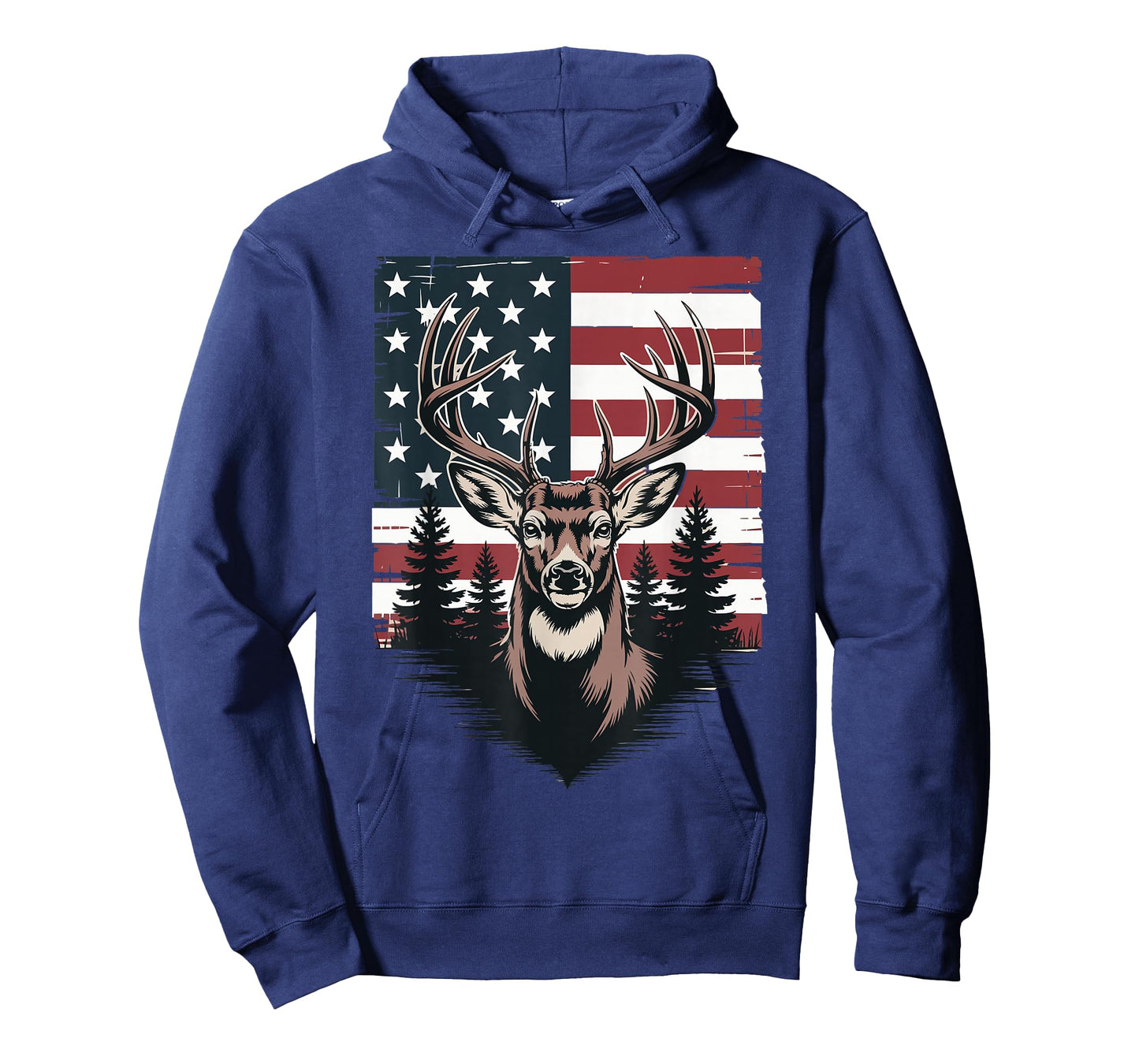 Deer Hunting American Flag Whitetail Buck Antlers Design T-Shirt