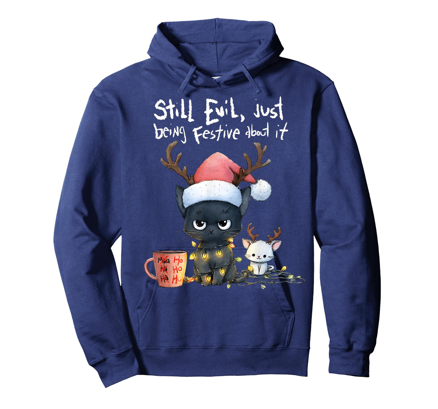 Still Evil Just Being Festive About It Funny Cat Christmas T-Shirt