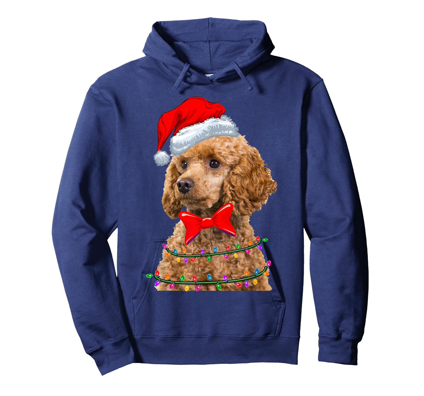 Christmas Lights Poodle Wearing Xmas Hat - Cute Dog Lover T-Shirt