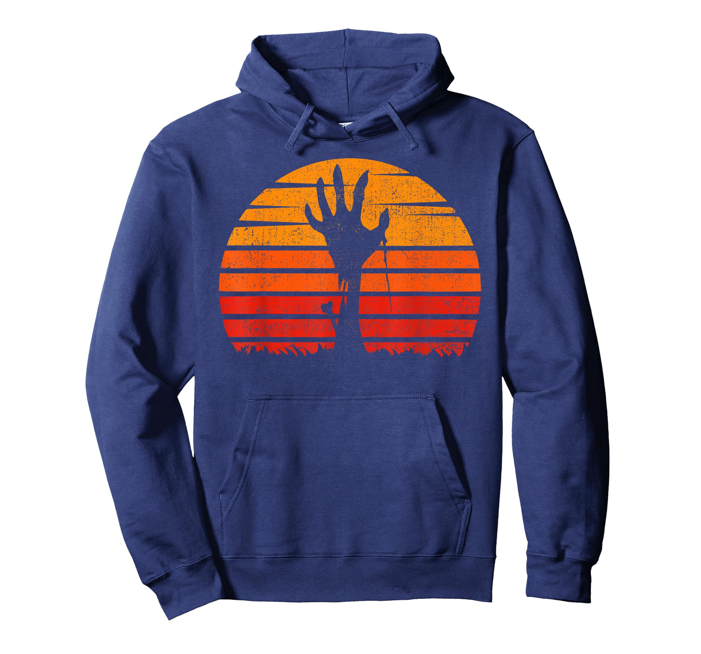 Vintage Retro Sunset Halloween Zombie Hand Scary Costume T-Shirt
