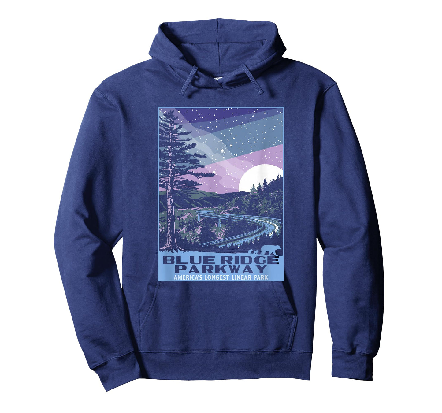 Blue Ridge Parkway at Night WPA Style Vintage Stars & Moon T-Shirt