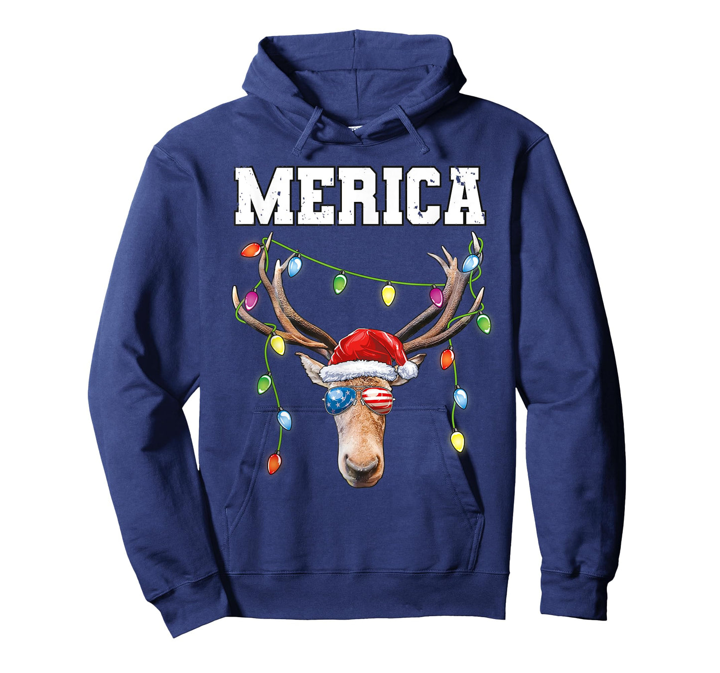 Merica Christmas Santa Buck Shirt USA Flag Patriotic T-Shirt