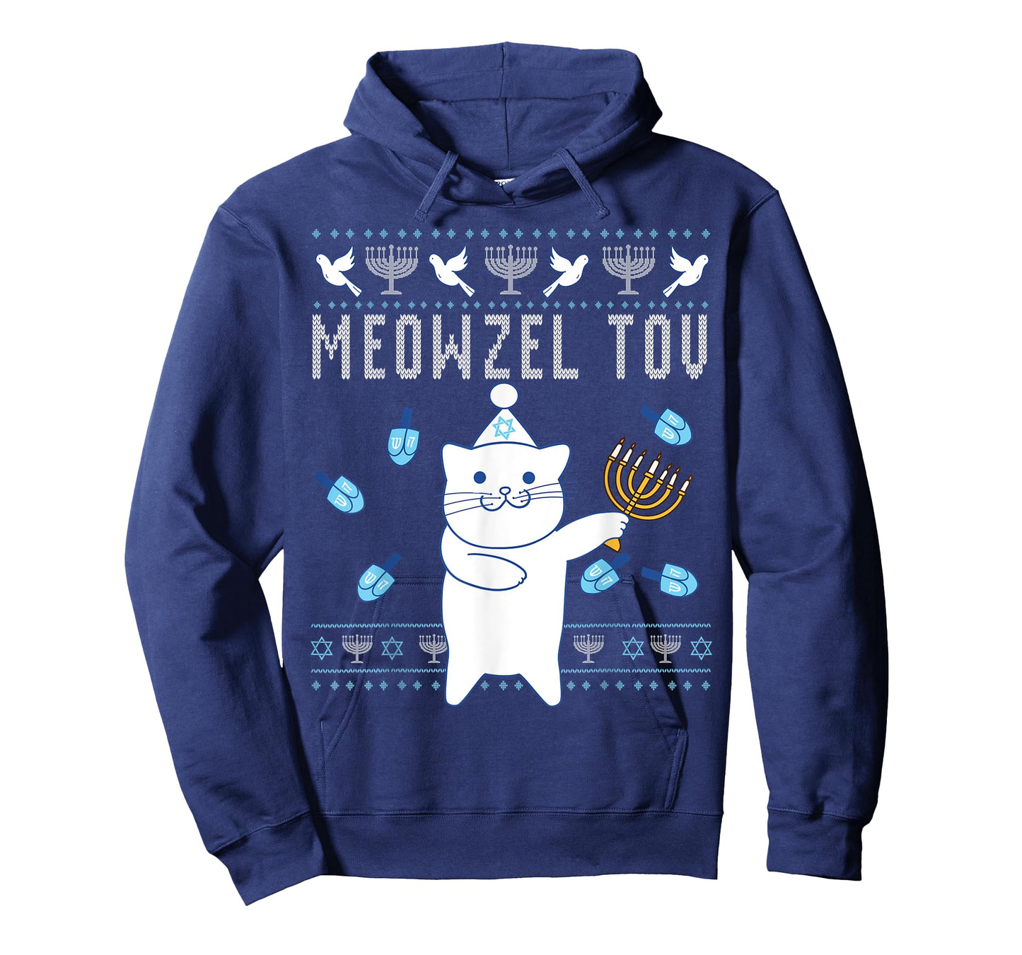 Meowzel Tov Jewish Christmas Cat Funny Ugly Hanukkah Gift Men Women Kids T-Shirt