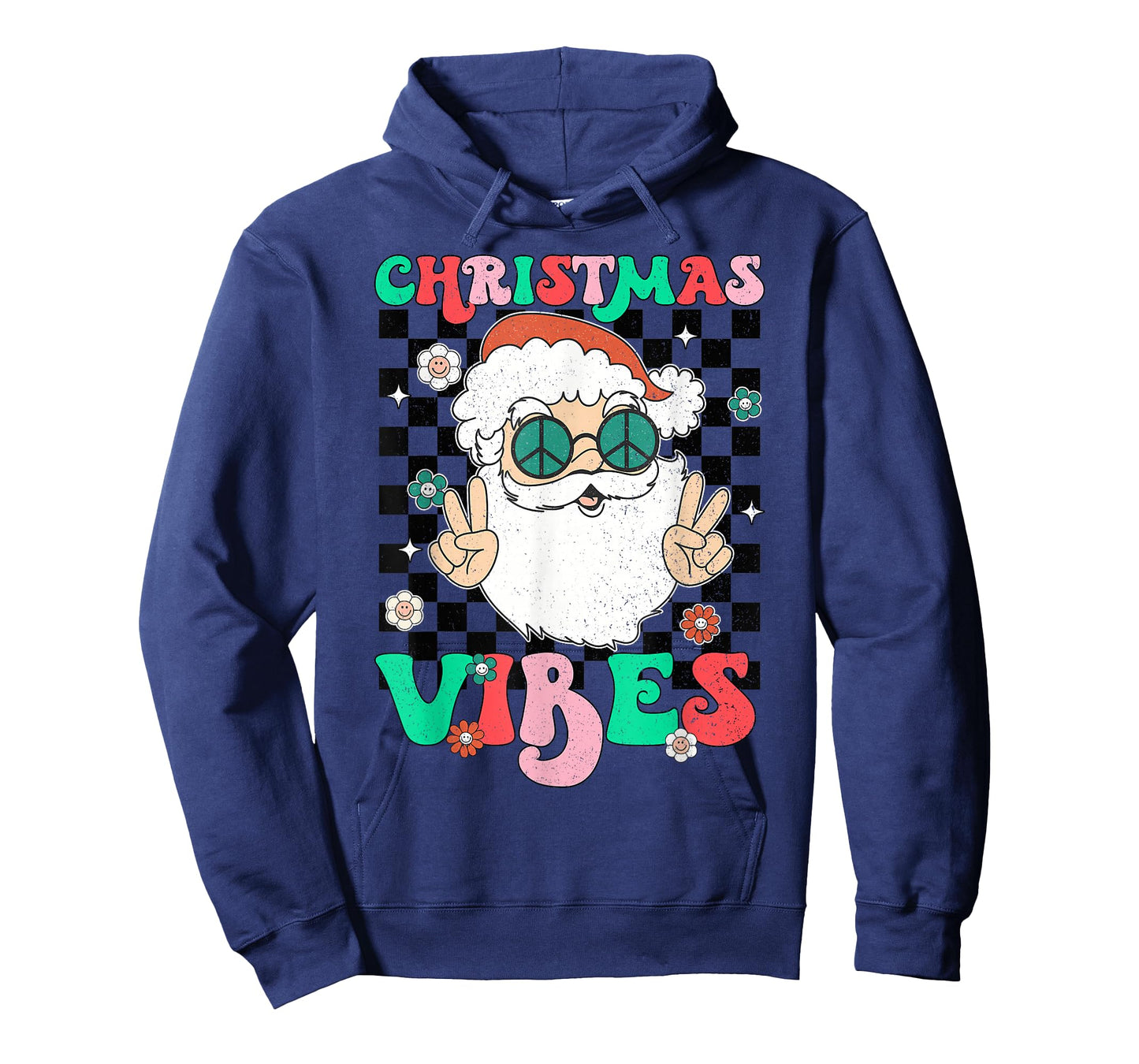 Groovy Christmas Vibes Santa Hat Xmas Holiday Teens Girls T-Shirt