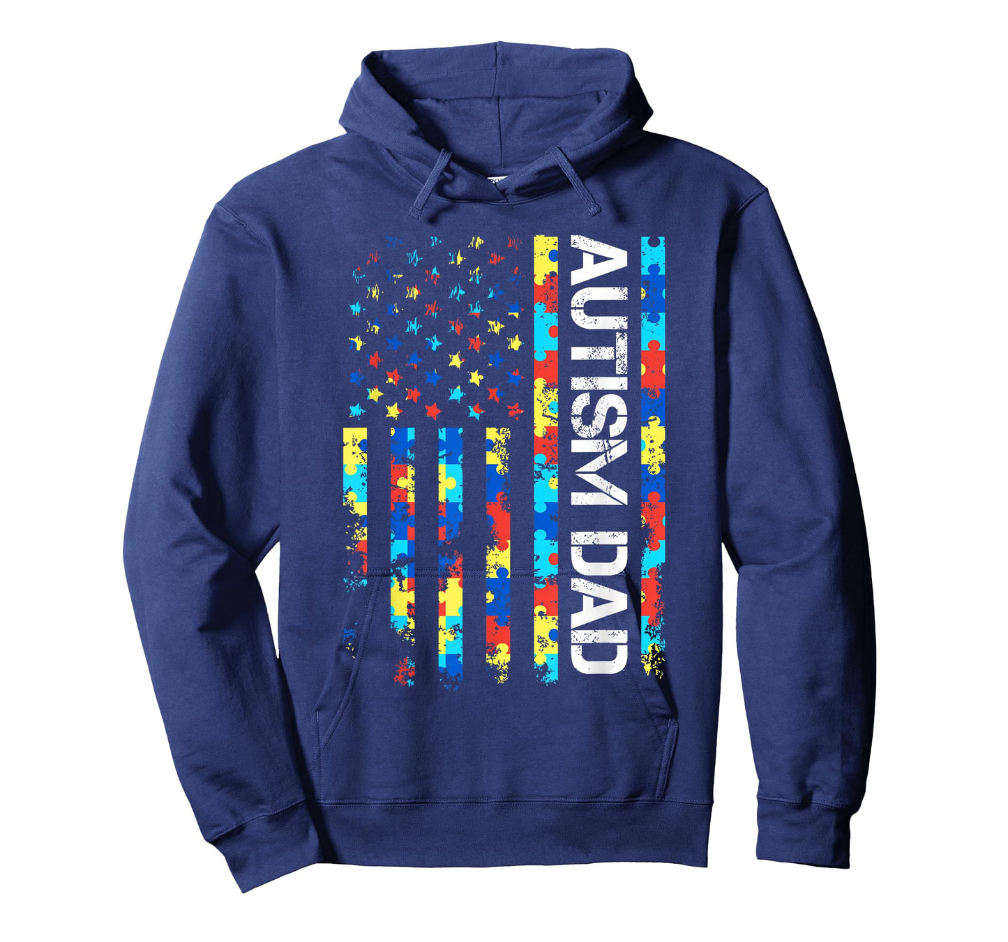 Autism Awareness Dad USA Flag Fathers day T-Shirt