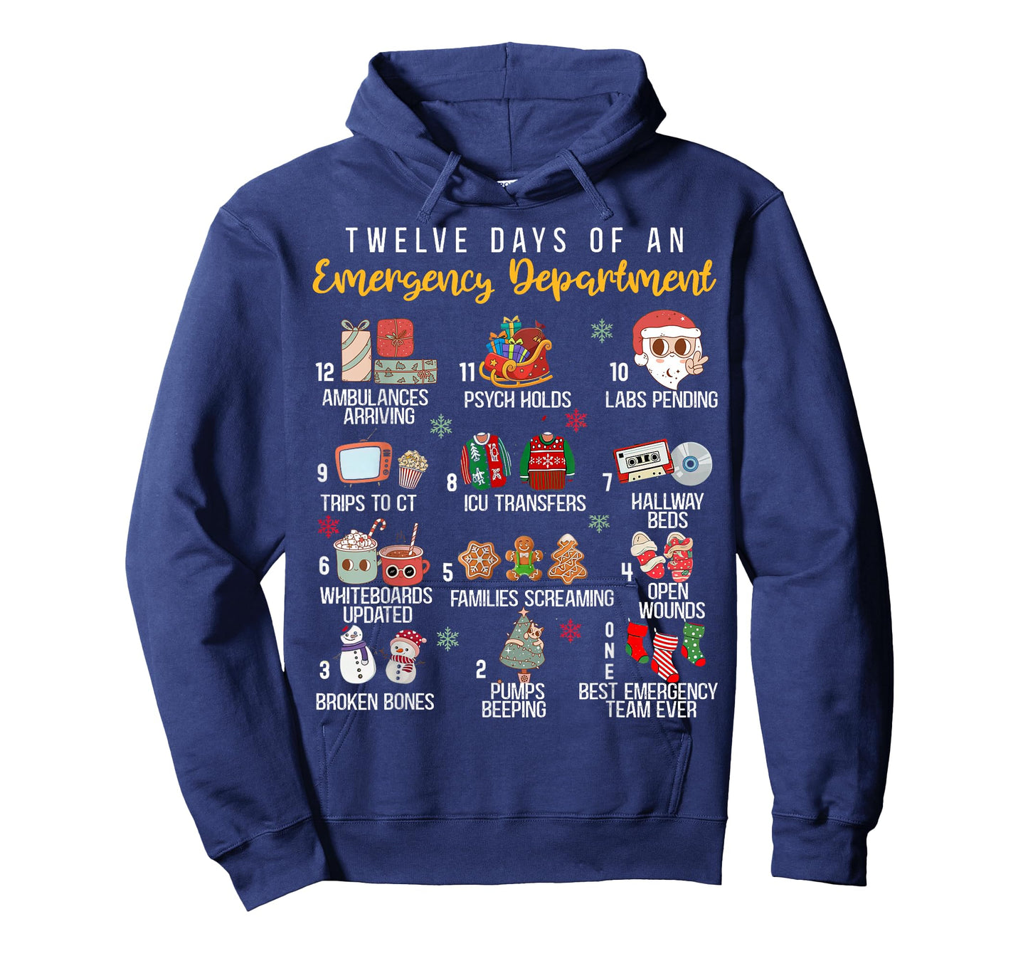 12 Days Of An Emergency Department, ER Nurse Christmas T-Shirt