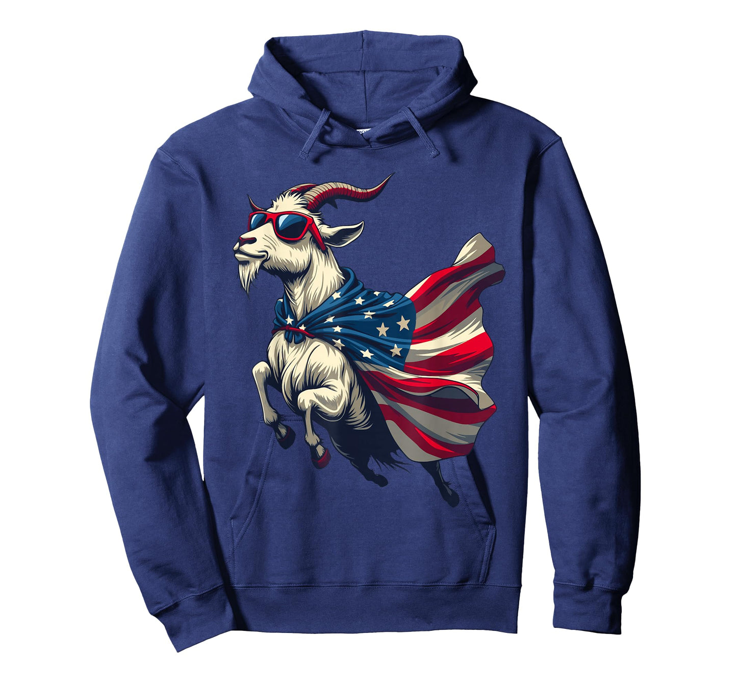 Cool Patriotic Goat in American Flag Cape with Sunglasses T-Shirt