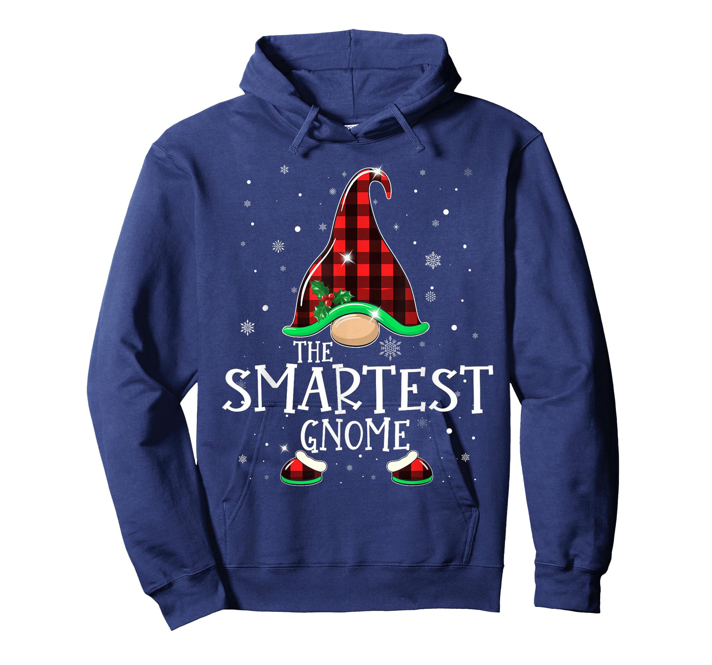 Funny SMARTEST Gnome Buffalo Plaid Matching Christmas Xmas T-Shirt