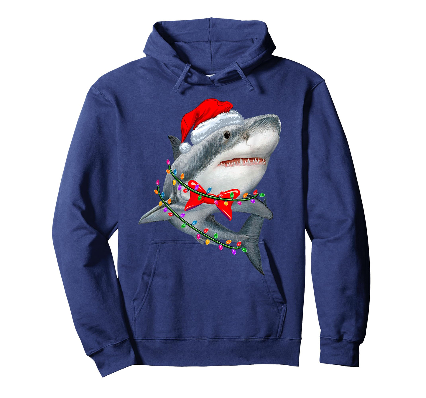 Christmas Lights Shark Wearing Xmas Hat - Cute Shark Lover T-Shirt