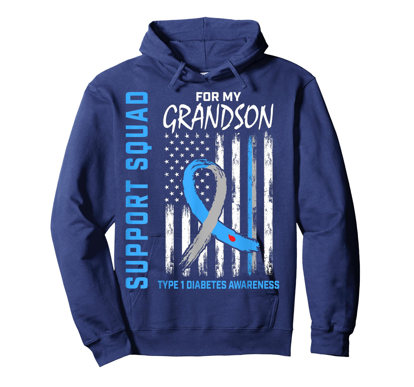 Type One Diabetes Awareness Shirt Grandson Support T1D Flag T-Shirt