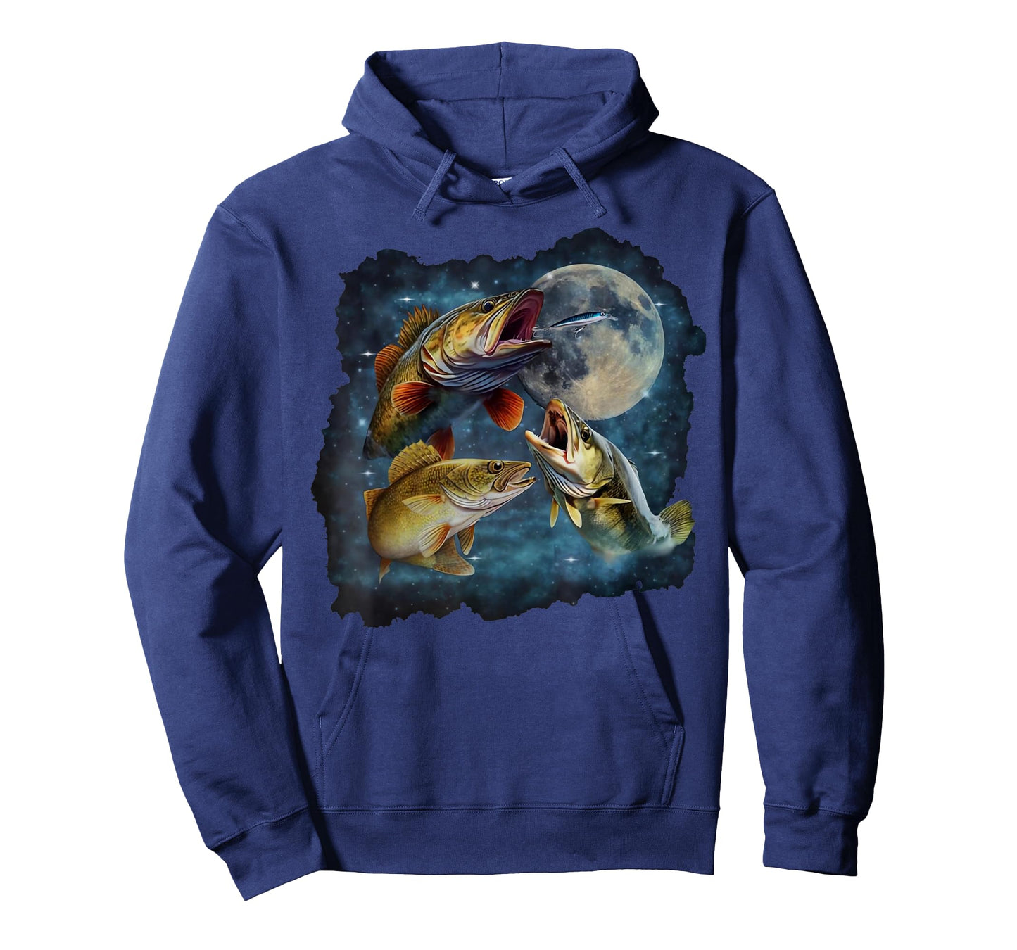 Three Walleye Howling The Moon Vintage 90s Walleye Fishing T-Shirt