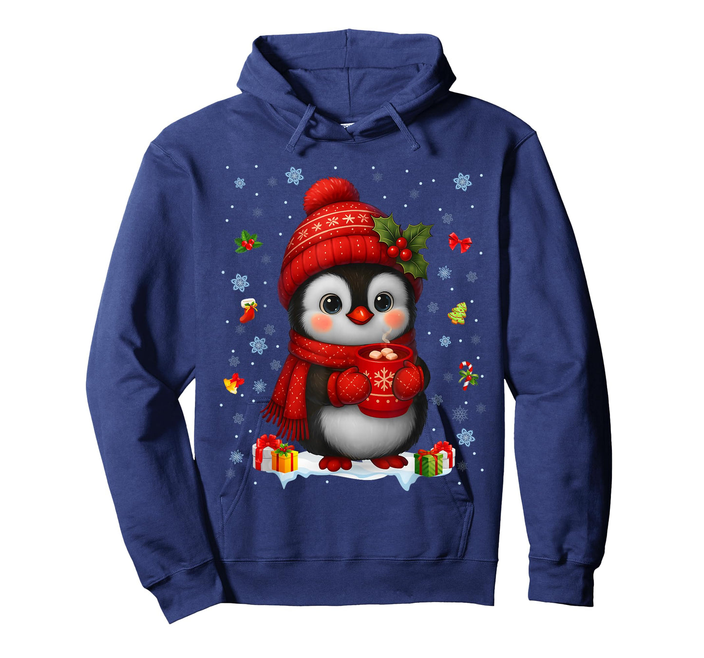 Cute Penguin Drink Hot Cocoa Christmas Xmas Men Women Kids T-Shirt