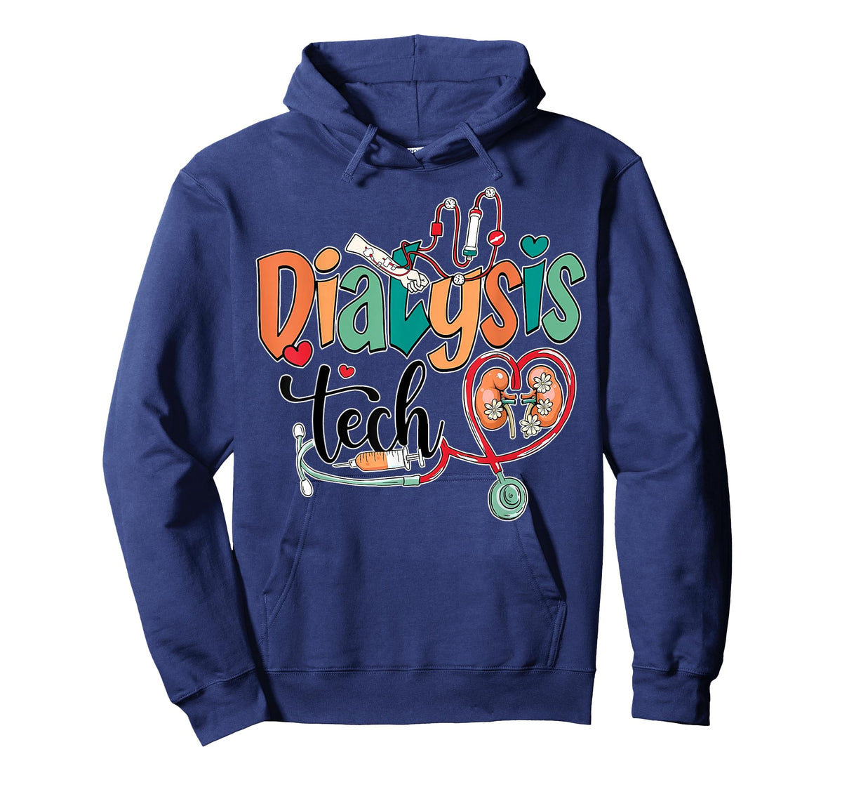 Dialysis Tech Kidney Team Tech Nurse Stethoscope RN Flower T-Shirt