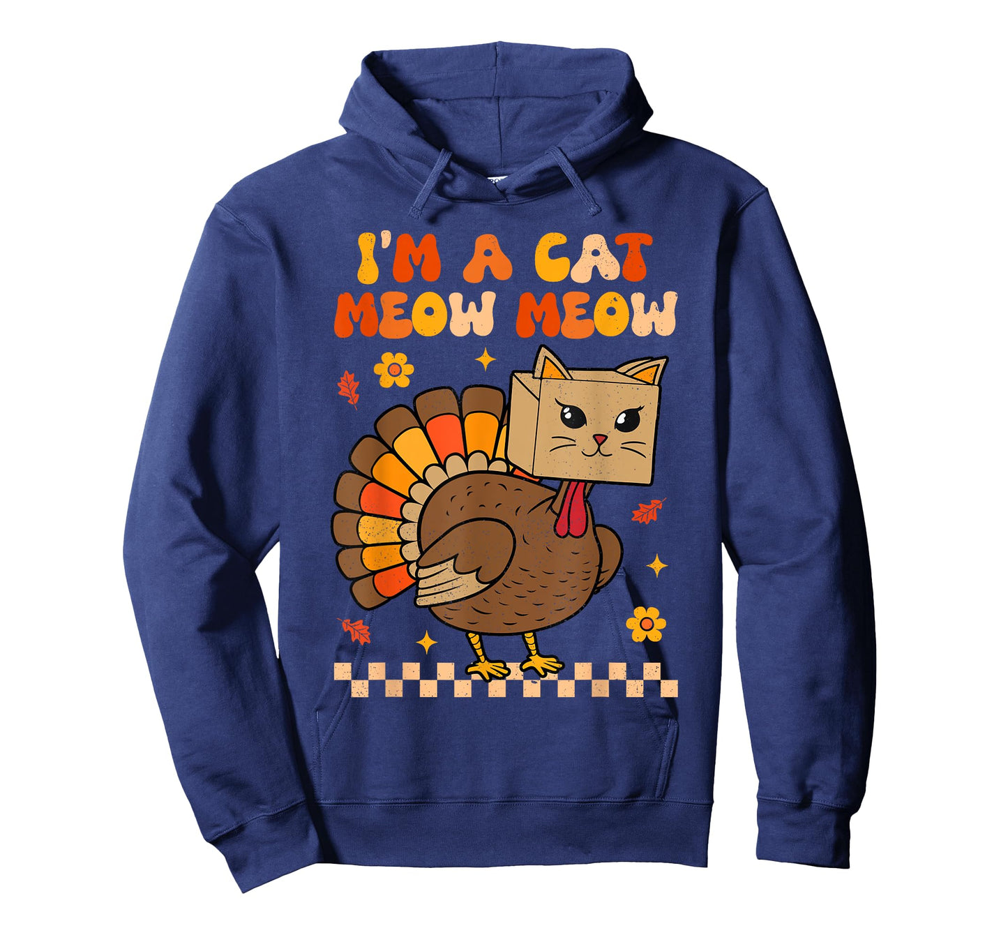 Groovy Thanksgiving Turkey Cat Meow Funny Women Men Kids T-Shirt