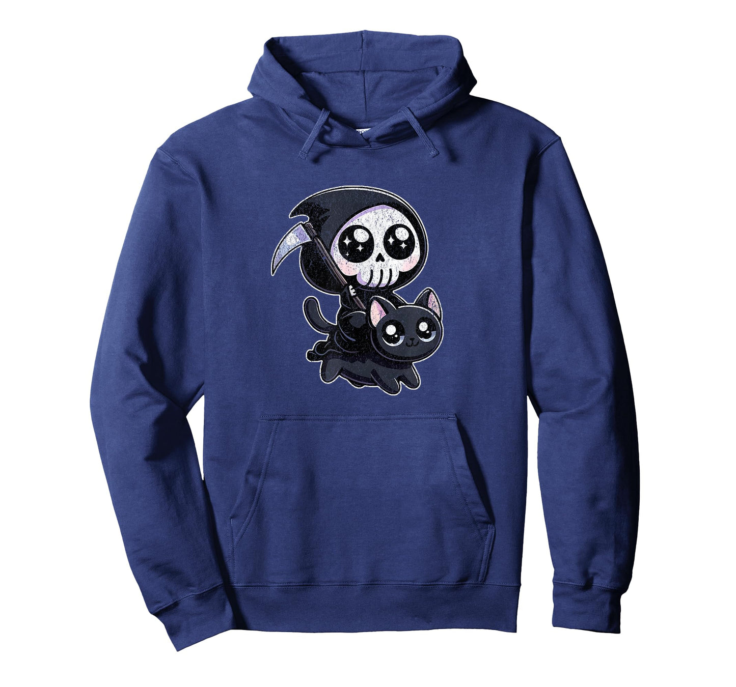Grim Reaper Riding a Cat Men Women T-Shirt