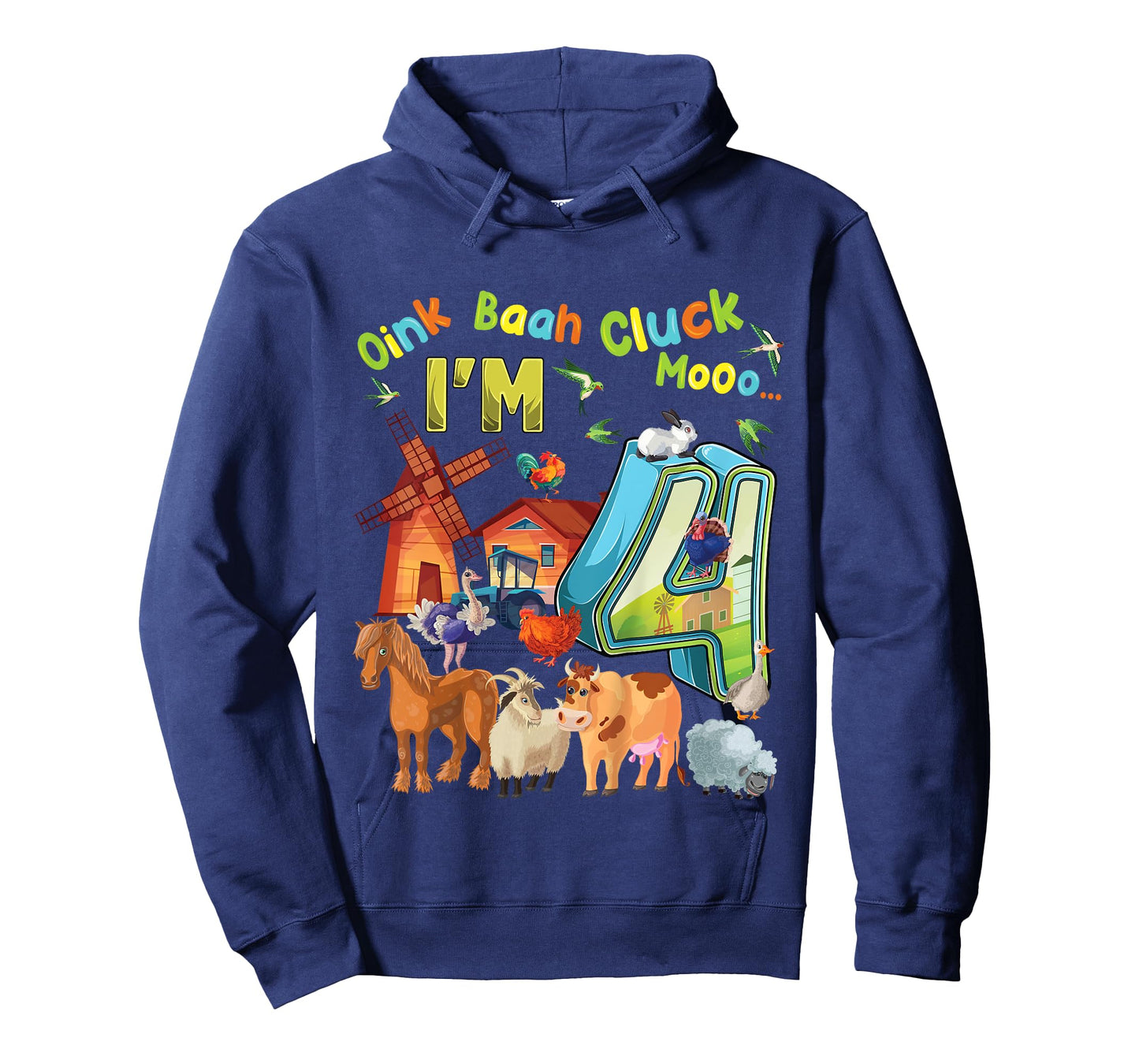 Barnyard 4th Birthday Farm Animals 4 Years Old Farming T-Shirt